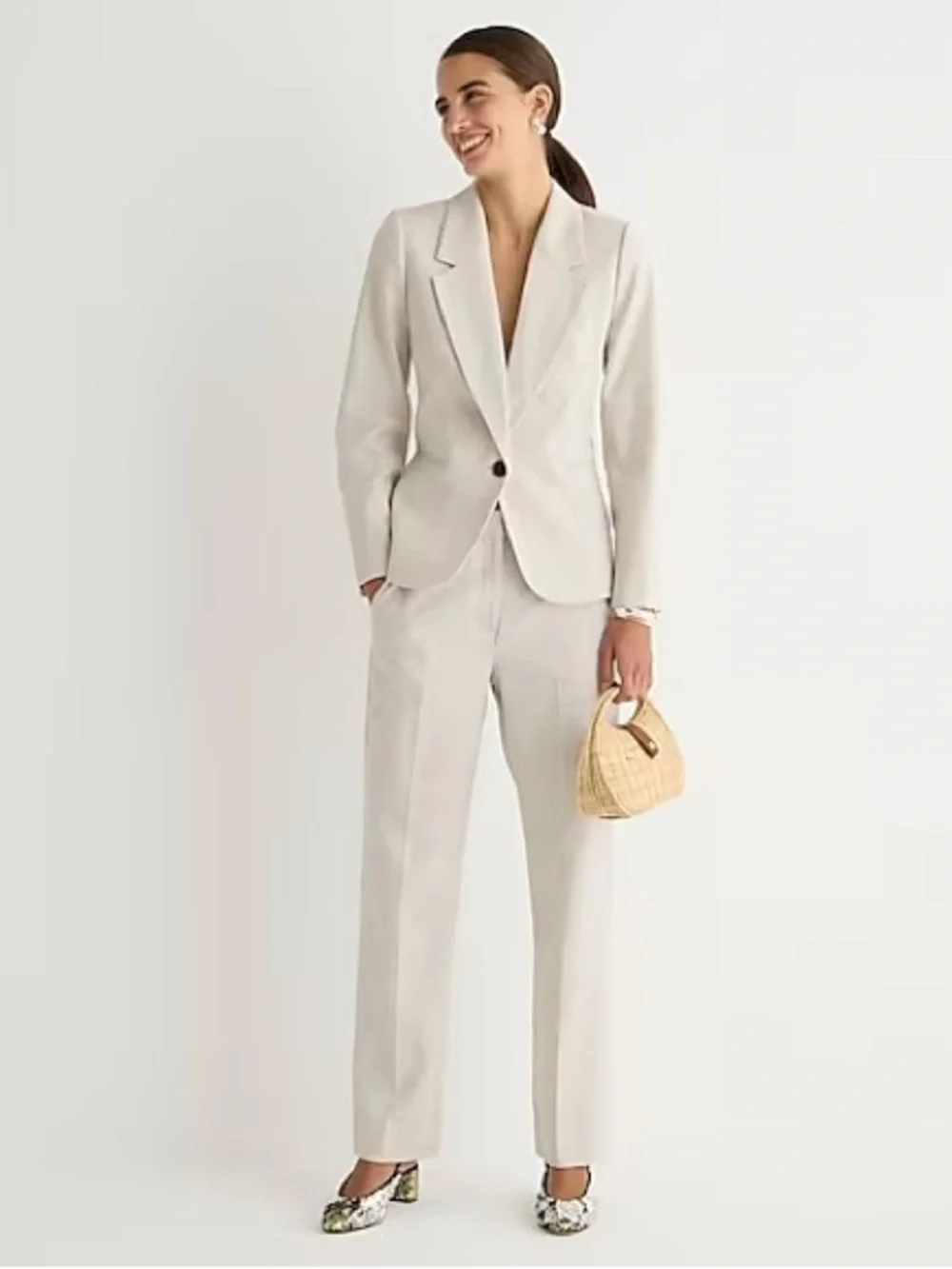 J. Crew Cream Straight-Leg Dress Trousers